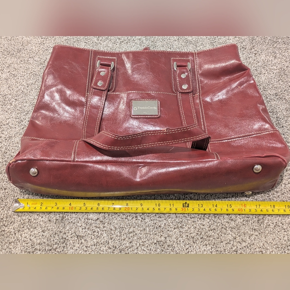 Franklin Covey Heritage Travelware Laptop Bag Triple Gusset Red Maroon Tote - Picture 2 of 16